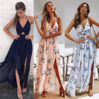 Backless Straps Evening Party Beach Dresses Holiday Sundress
