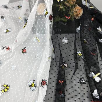 diy創意布料刺繡禮服小蜜蜂蕾絲
