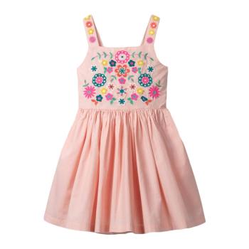 Little maven歐美女童童裙針織繡花粉色童裝連衣裙夏季新款