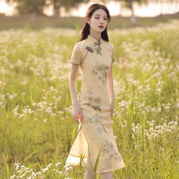 夏季中國風女裝花朵年輕款旗袍