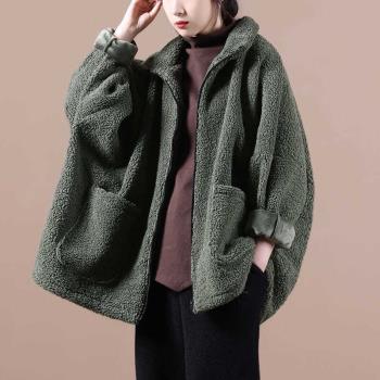 大碼女裝秋冬裝2025新款上衣韓版寬松文藝復古拉鏈加厚羊羔毛外套