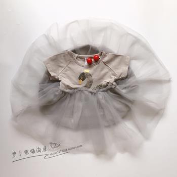 女寶寶公主短袖拼接0-3歲連衣裙