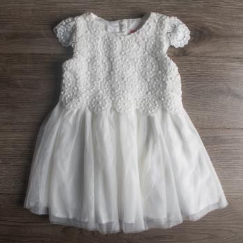 女童鏤空蕾絲寶寶純白色紗裙