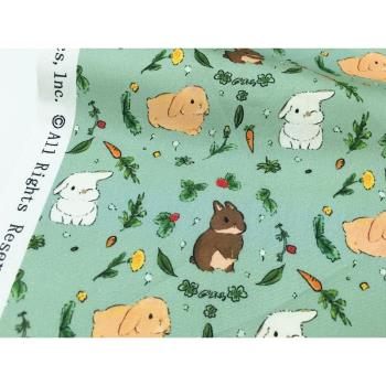 蔬菜花環小兔子卡通數碼印花布 diy手工兒童連衣裙抱枕發帶桌布