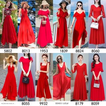 泰國大紅色沙灘裙女2023新款顯瘦三亞超仙露背連衣裙海邊度假長裙