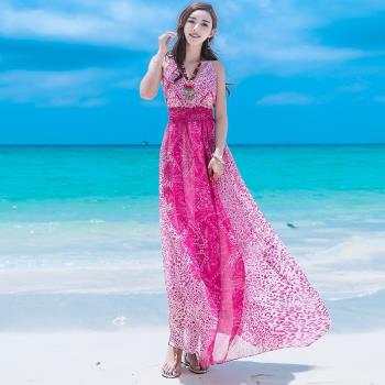 超仙馬爾代夫泰國風情顯瘦沙灘裙