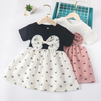 兒童女寶寶夏裝新款連衣裙小女孩韓版網紅裙子娃娃短袖公主裙2歲3