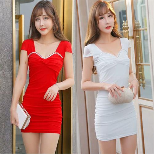 夜店女裝小姐性感連衣裙新款夜場氣質養生桑拿技師服低胸包臀工服