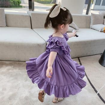 小女孩荷葉邊夏季兒童洋氣連衣裙
