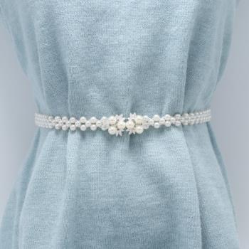 松緊腰帶女裝飾連衣裙帶韓國時尚串珍珠細腰鏈夏簡約百搭彈力皮帶