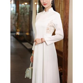 改良旗袍女春秋2025年新款長袖中式修身復古中國風唐裝女裝連衣裙