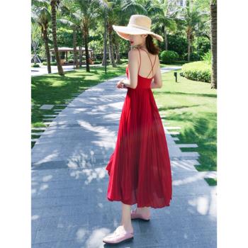 海南三亞泰國吊帶超仙顯瘦沙灘裙