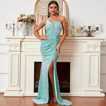 One Shoulder Sequin Formal Dress Evening Party Maxi dresses