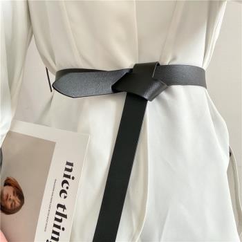 女士真皮大衣打結韓版休閑腰帶