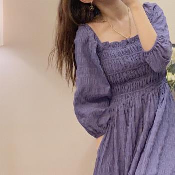 Via Vela可鹽可甜紫色顯瘦連衣裙