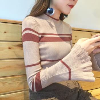 針織披肩女泡泡袖毛衣羊絨衫加厚連衣裙內搭加絨背心喇叭袖打底衫