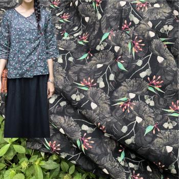 純天然苧麻原創服裝袍子印花布料