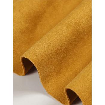 姜黃色空氣層麂皮絨面料純色風衣連衣裙鹿皮絨布料沙發套專用布料