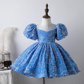 藍色公主裙生日周歲鋼琴兒童禮服