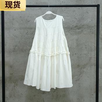 白色夏裝寬松無袖連衣裙