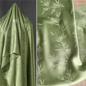 竹紋真絲綢開衫服裝設計師連衣裙