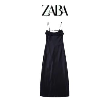 歐美風 秋季新款女裝 黑色鏤空設計絲緞質感連衣裙 4432201 800