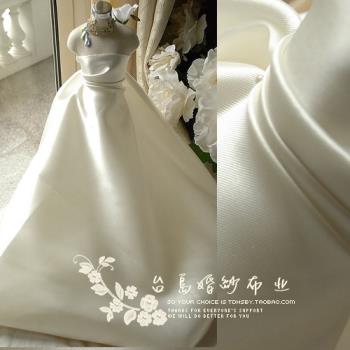 優質臺島布業婚紗布料韓國斜紋緞厚緞設計師連衣裙服裝米卡多面料