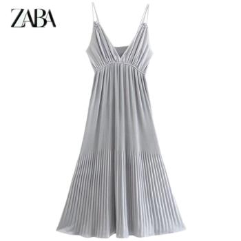 8741241UR ZA COS 新款絲綢質感小打褶內衣式連衣裙女08741241808