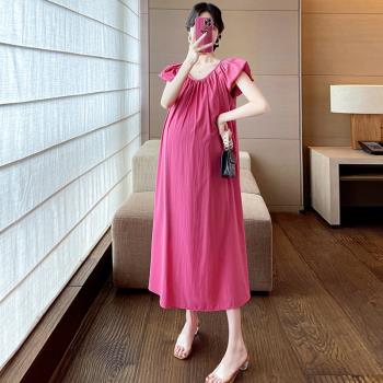 孕婦連衣裙夏裝新款法式設計感溫柔風寬松時尚氣質孕婦裝長款裙子