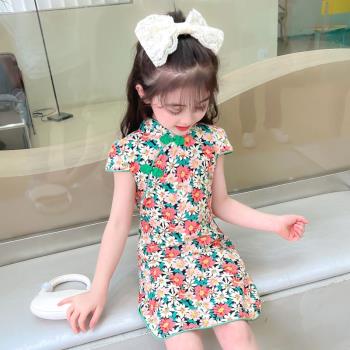 中國風復古夏季兒童漢服女孩旗袍