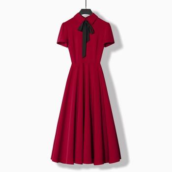減齡禮服復古顯瘦氣質長款紅裙