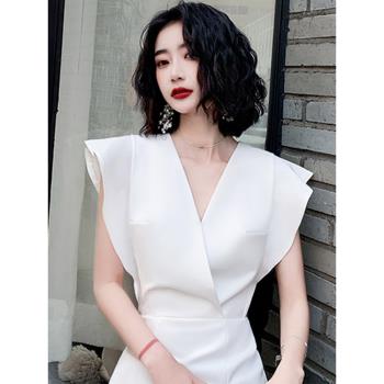 白色名媛短款小眾輕奢宴會晚禮服