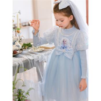 法國女童禮服冰雪奇緣艾莎公主裙