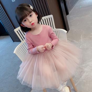 女童長袖紗裙2022秋裝新款韓版女寶寶4蓬蓬裙1-3-5歲女孩公主裙潮