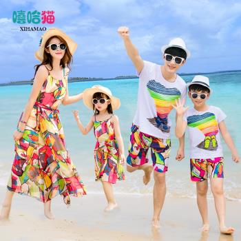 韓國夏季新款沙灘度假母女親子裝