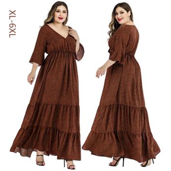 XL-6XL three-layer Dresses with V-neck for plus-size women