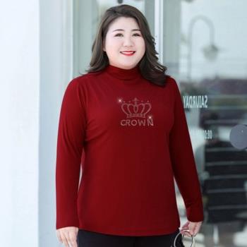 德絨鑲鉆胖媽媽260斤修身打底衫