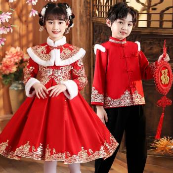 冬款元旦兒童中國風唐裝漢服