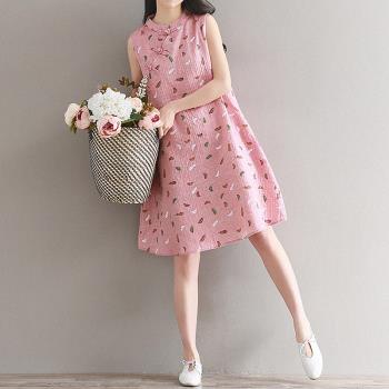 女裝棉麻連衣裙中式改良旗袍文藝