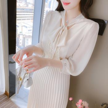 lolita法式雪紡連衣裙女裝春季2023年新款時尚收腰顯瘦氣質裙減齡