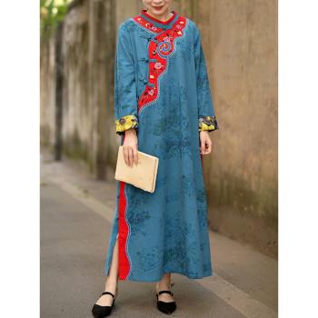 中國風表演服刺繡連衣裙改良旗袍