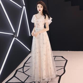 大碼胖mm仙氣夢幻時尚長款晚禮服