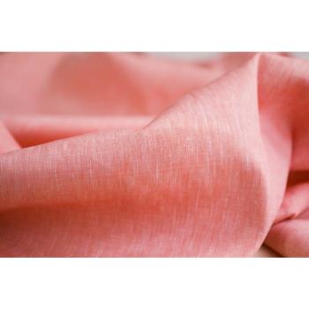 日本進口薄款粉葵彩色織砂洗親膚雨露麻純麻面料設計師連衣裙布料