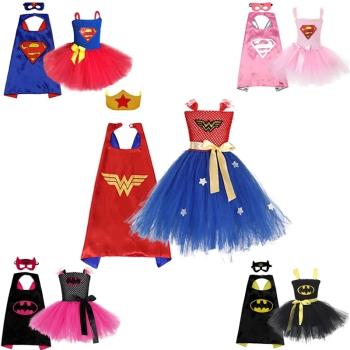 迪士尼六一兒童節神奇女俠連衣裙超級英雄女孩COS服裝蝙蝠連衣裙