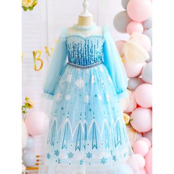 愛莎冰雪奇緣高階elsa生日公主裙