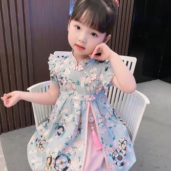夏季兒童中國風復古公主裙旗袍