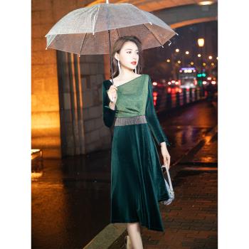 氣質晚禮服女平時可穿高階宴會名媛時尚奢華高定輕奢連衣裙小個子