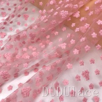 粉色高檔軟網紗刺繡 手工diy連衣裙網布繡花水溶蕾絲服裝面料布料