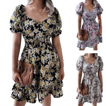 Spring and summer womens new sexy casual ruffle dress