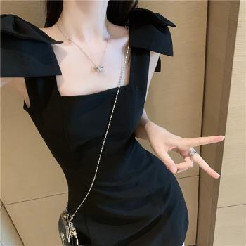 連衣裙無袖女神氣質小禮服蝴蝶結